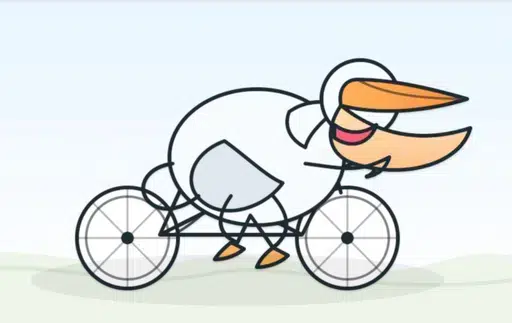 Pelican on a bicycle logo